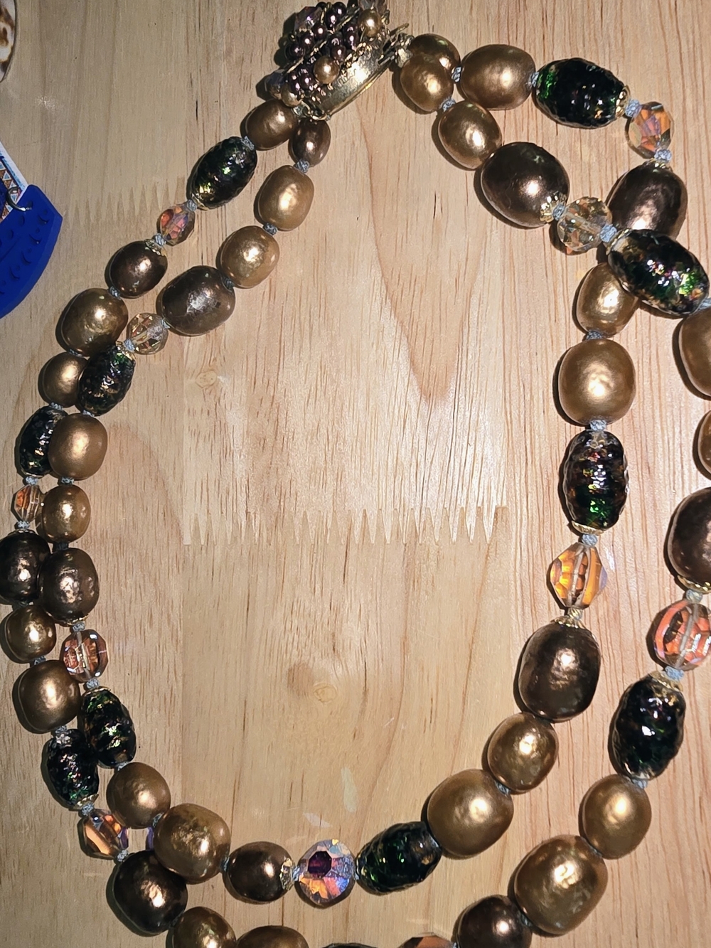 Gold and Black Beaded Double Strand Necklace - Picture 6 of 6